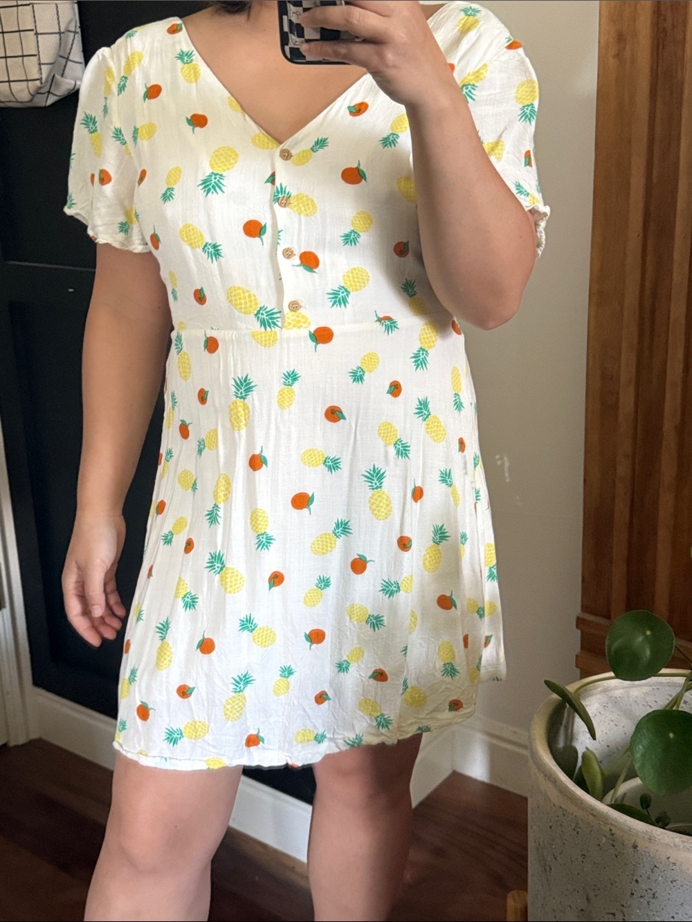 LUSH Fruit Print Open Back Mini Dress. Size M